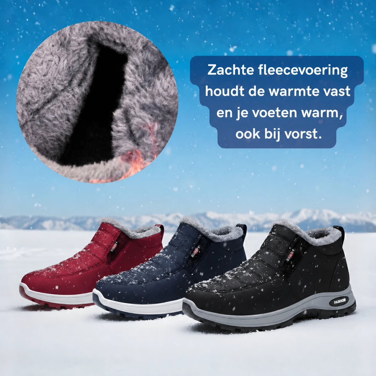 Zachte fleecevoering houdt je voeten warm