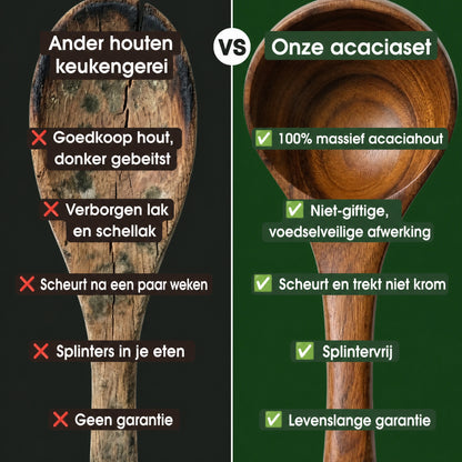 Ander houten keukengerei vs. onze acaciaset