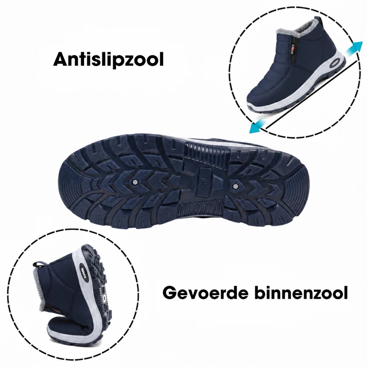Antislipzool en gevoerde binnenzool
