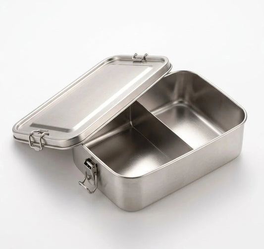 RVS lunchbox met 2 vakken